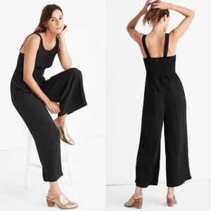 Madewell Smocked Button-Front Crop Jumpsuit